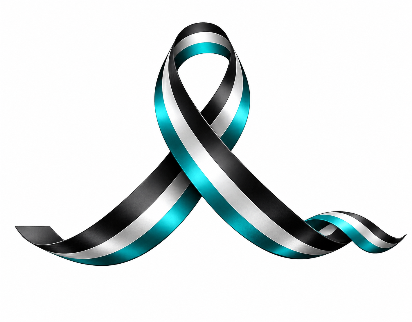 Teal, white and black awareness ribbon of the Murder-Suicide Loss Network